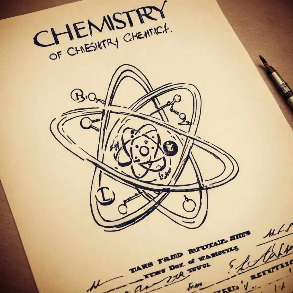 Prompt: " REPORT SHEETS OF CHEMISTRY" LOGO SKETCH, AMERICA REGION, vintage