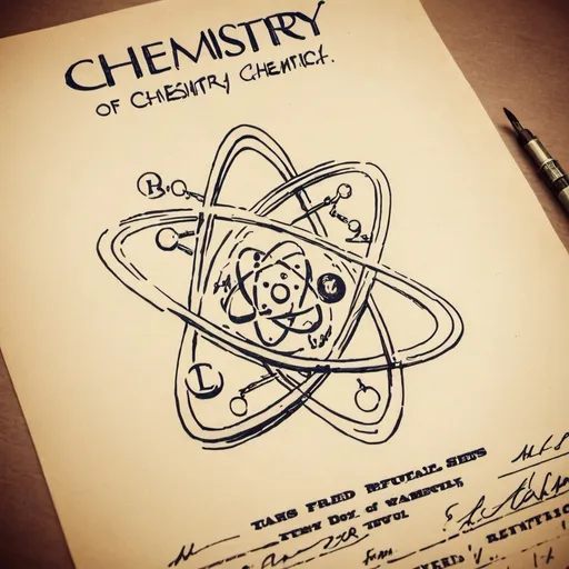 Prompt: " REPORT SHEETS OF CHEMISTRY" LOGO SKETCH, AMERICA REGION, vintage