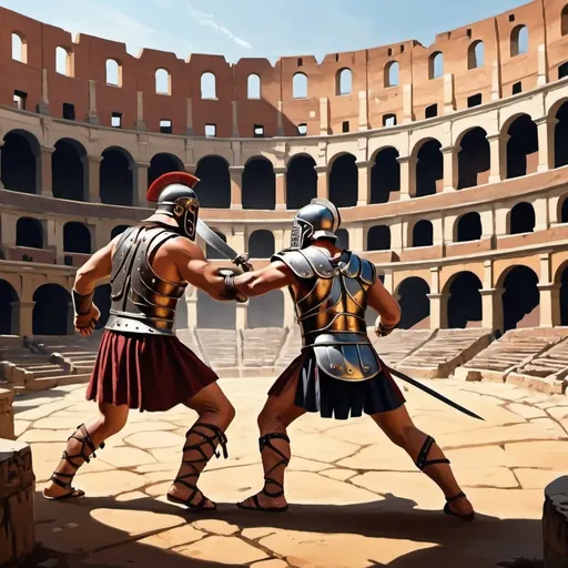 Prompt: an easy to draw gladiator fighting in a coloseum
