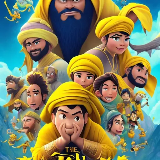 Prompt: Dreamworks style movie poster titled “the yellow turban rebellion”
