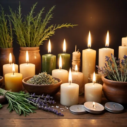 Prompt: Videos reel of candles and herbs healing 