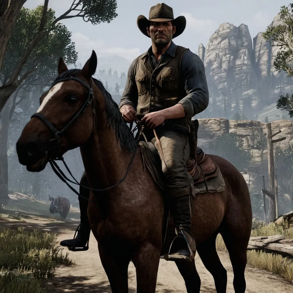 Prompt: arthur morgan on horse