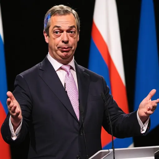 Prompt: Nigel farage apologising for Putin

