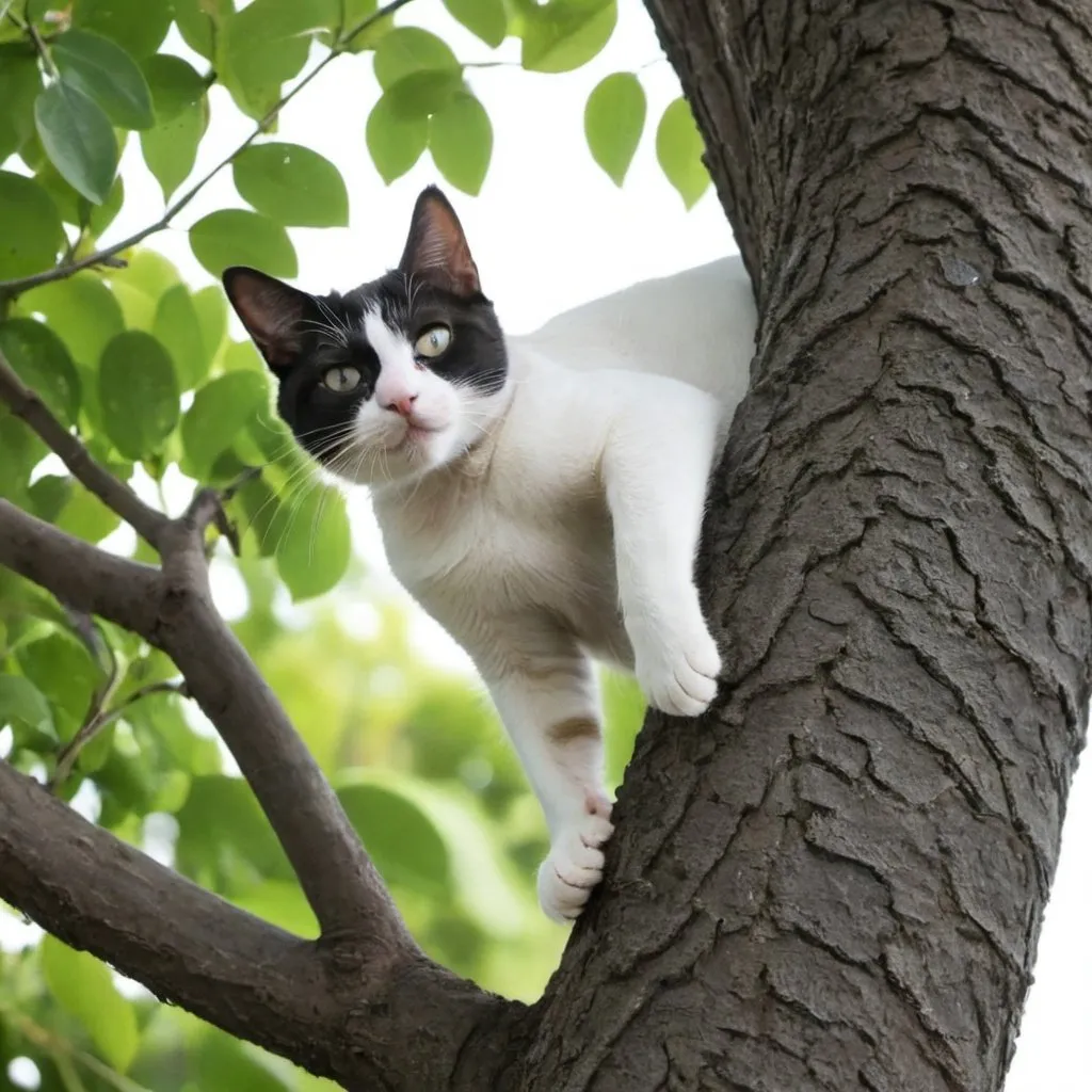 Prompt: A cat climbing on a tree
