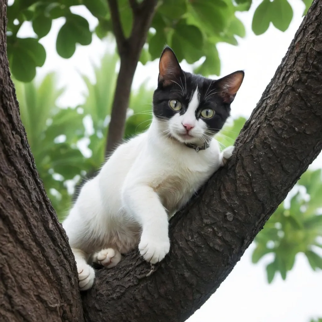 Prompt: A cat climbing on a tree
