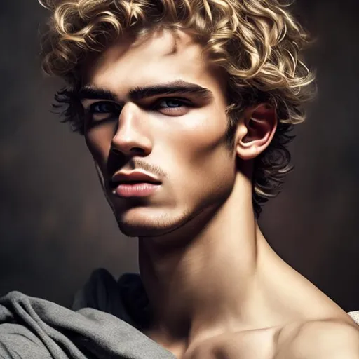 Prompt: Handsome young men greek from 330 BC, laying in harem { sharp jawline} , {background}, abs, blonde curly hair, super detailed, 8k, high quality, sharp focus, real skin, cheeks red, transparent, intricate details, highly detailed, oil painting