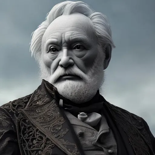 Prompt: Victor Hugo in Paris, 8k, high quality, sharp, transparent, intricate details, highly detailed, close up. Use UHD 8K, Octane 3D HDR and Realistic vision as professional tool for processing the image.