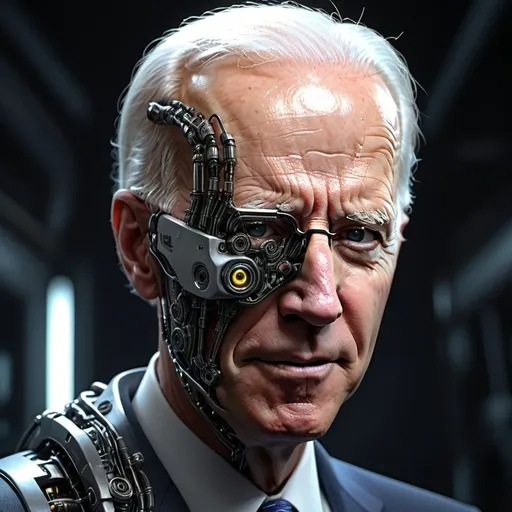 Prompt: Joe Biden as a borg with eye piece instrument on his arm