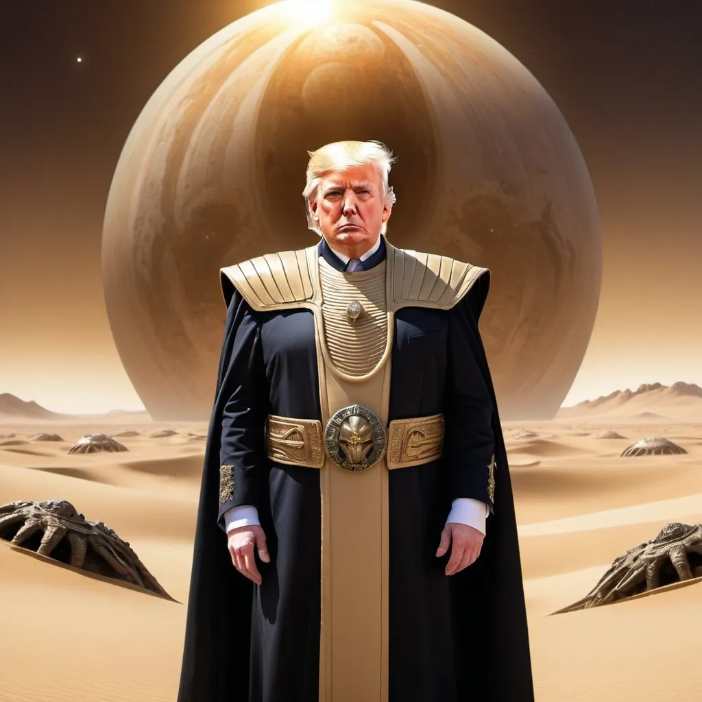 Prompt: Donald Trump as God emperor of dune