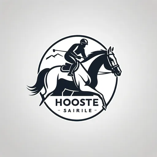 Prompt: Create a simple logo of a horse and skier