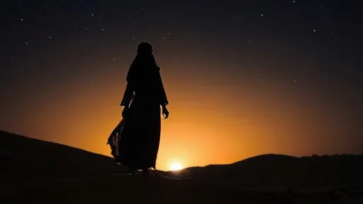 Prompt: Bedouin princess silhouette at night