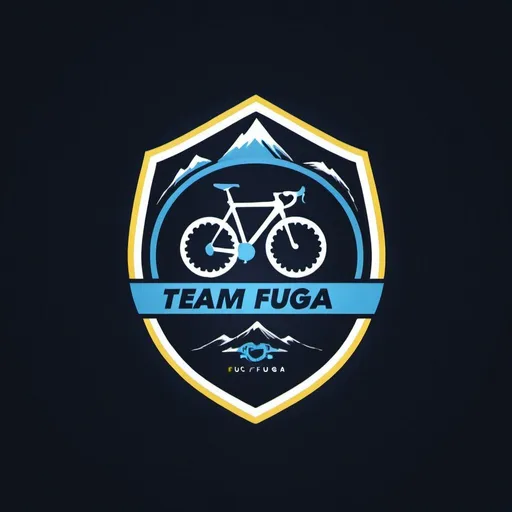 Prompt: TEAM FUGA
cycling team logo using blue light blue , light yellow colors, adding chainring photo