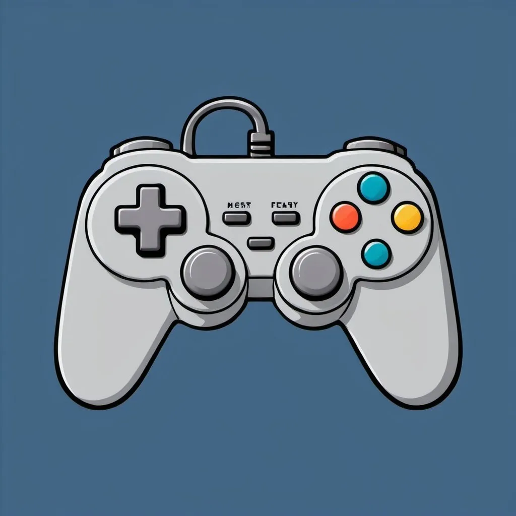 Prompt: a cartoon profile picture of a retro grey controller on a blue background
