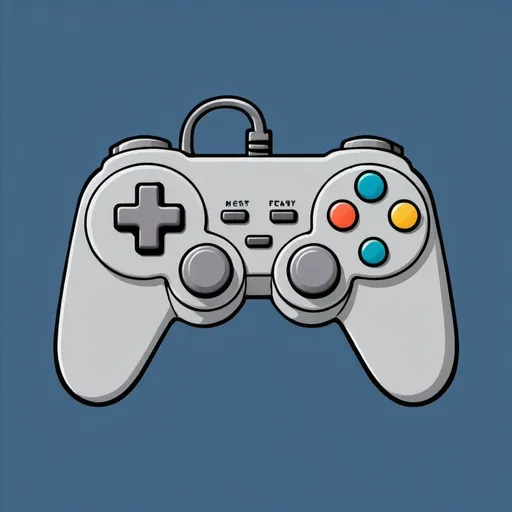 Prompt: a cartoon profile picture of a retro grey controller on a blue background