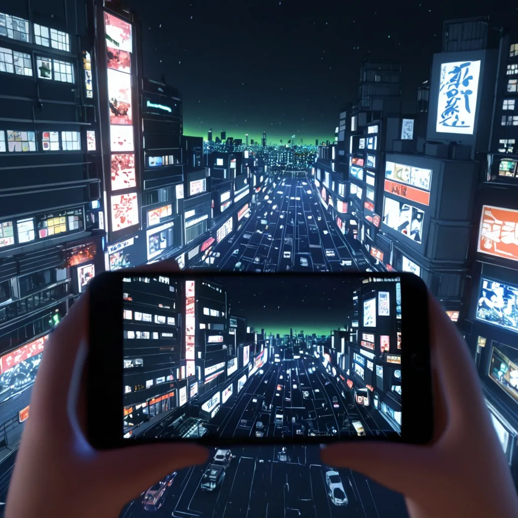 Prompt: A girl, makoto shinkai style, Holding Smart Phone, anime, Japan animation background, 80mm camera lens, wide angle, night view, city, building, edge, high detail, Epic Scene, Anime style photo, Manga style, Digital art, glow effects, Hand drawn, render,octane render, cinema 4d, blender, dark, atmospheric 4k ultra detailed, cinematic sensual, Sharp focus, hyperrealistic, big depth of field, Masterpiece, colors, 3d octane render, concept art, trending on artstation, hyperrealistic, Vivid colors,, modelshoot style, (extremely detailed CG unity 8k wallpaper), professional majestic oil painting by Ed Blinkey, Atey Ghailan, Studio Ghibli, by Jeremy Mann, Greg Manchess, Antonio Moro, trending on ArtStation, trending on CGSociety, Intricate, High Detail, Sharp focus, dramatic, photorealistic painting art by midjourney and greg rutkowski