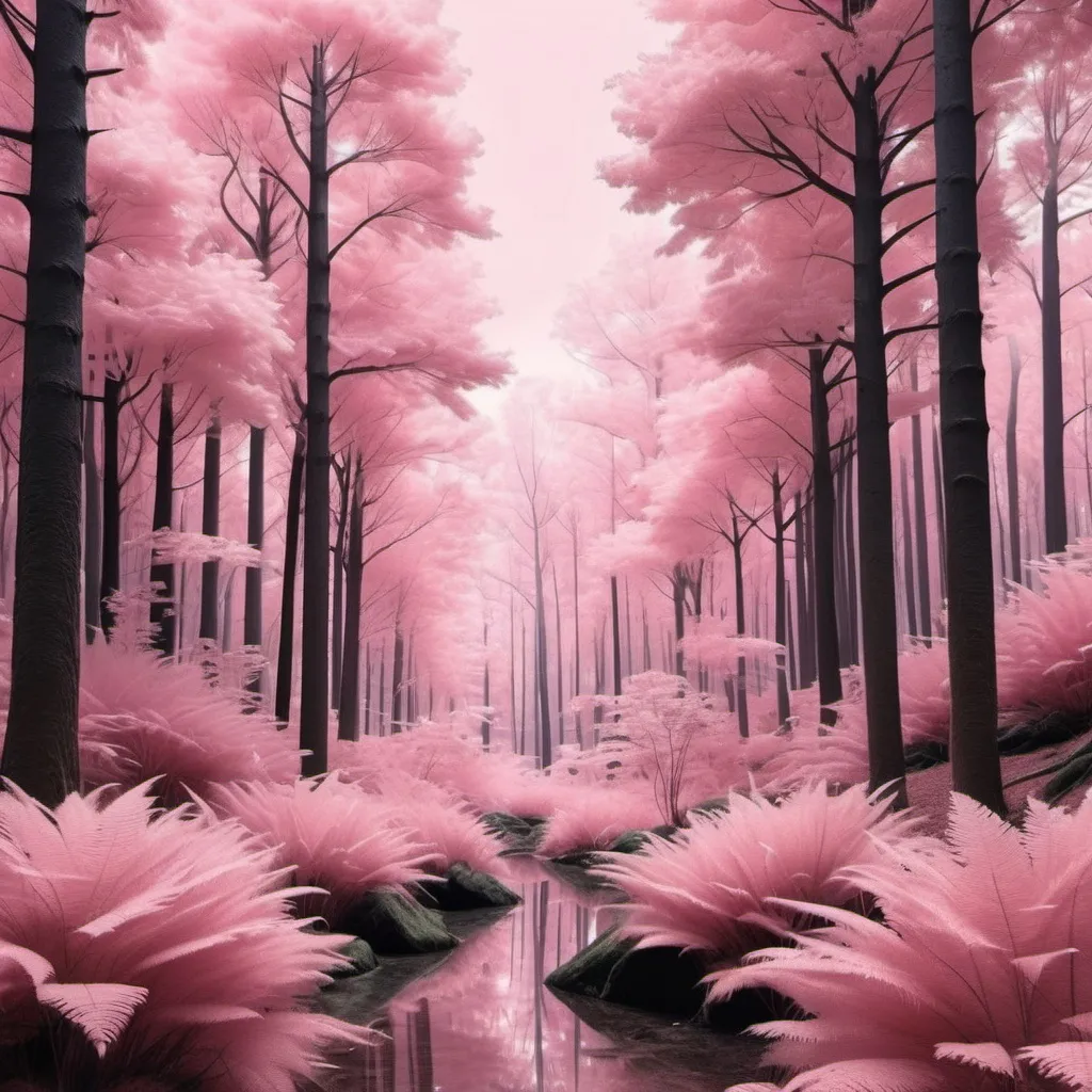 Prompt: asthetic baby pink forest