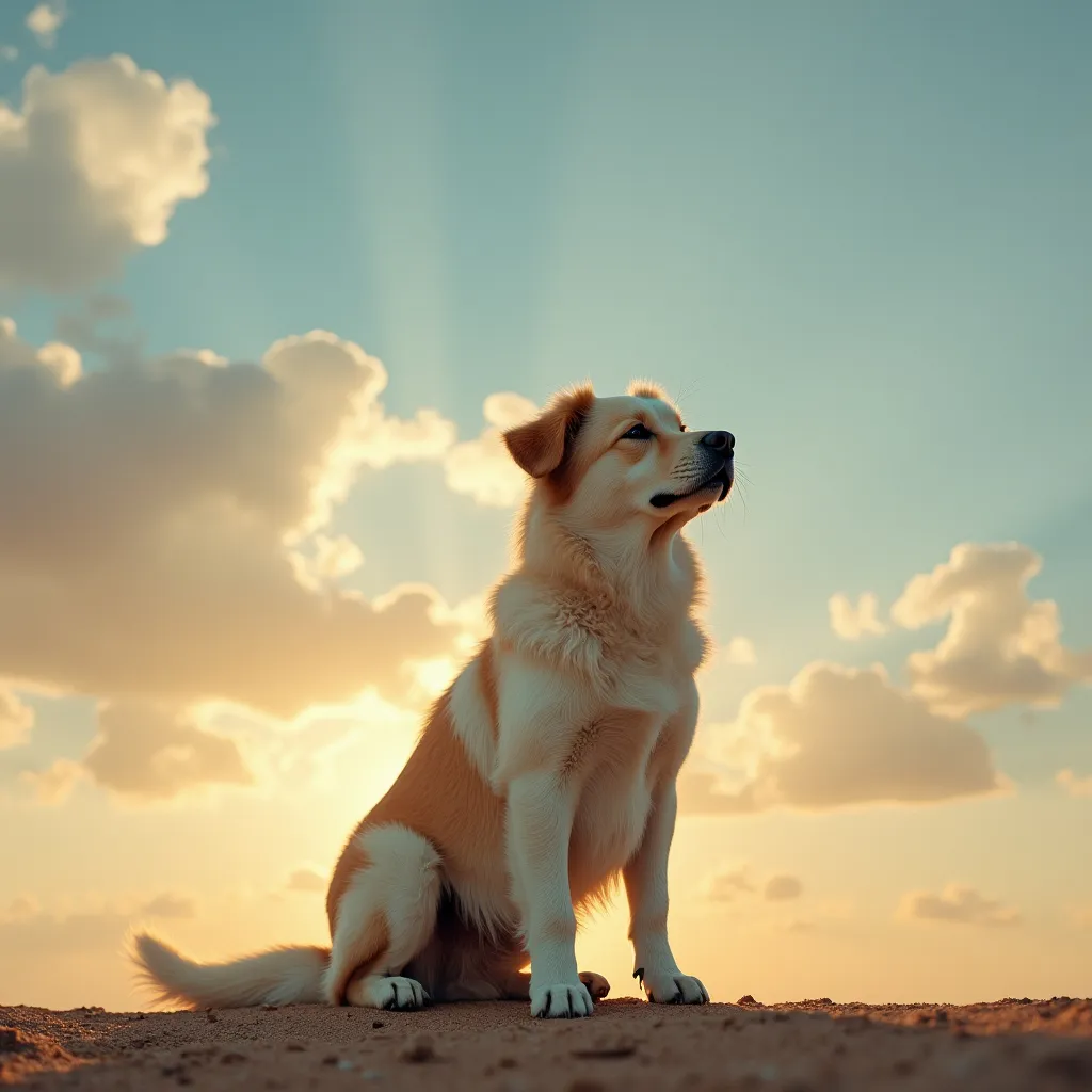 Prompt: Prayer dog images on a sky