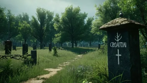 Prompt: A haunting visual of the empty, overgrown settlement with the word "CROATOAN" carved into the post.