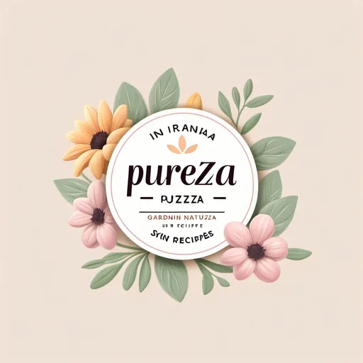 Prompt: Design logo for brand name purezza 
With slogan giardino della purezza
For skin care Italian natural recipes use light pastel colors