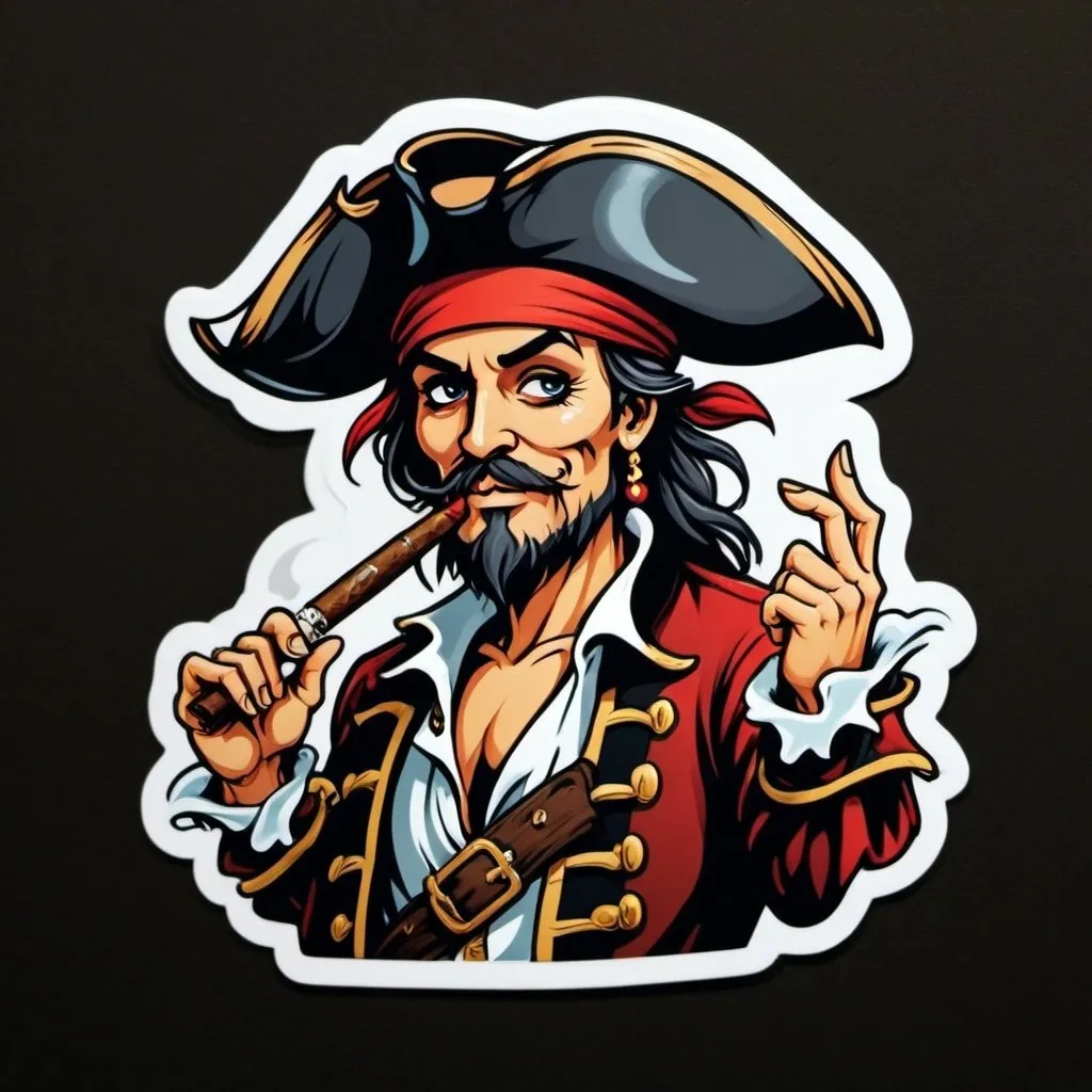 Prompt: pirate with a cigar in his hand