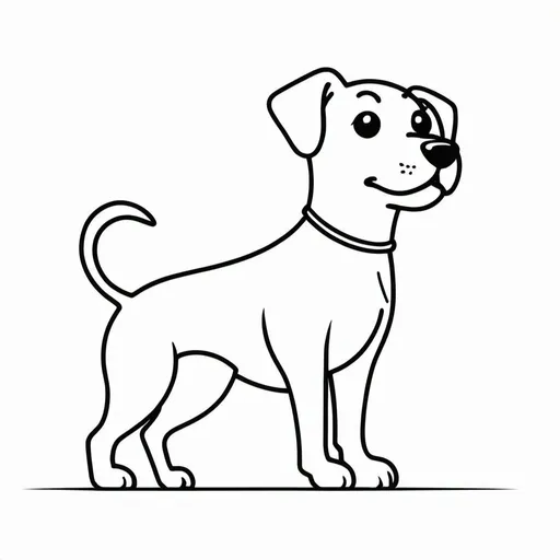 Prompt: thin line art of dog, Black line art in white background. very simple & easy art like kid's 2D art. figure by minimum black line. 