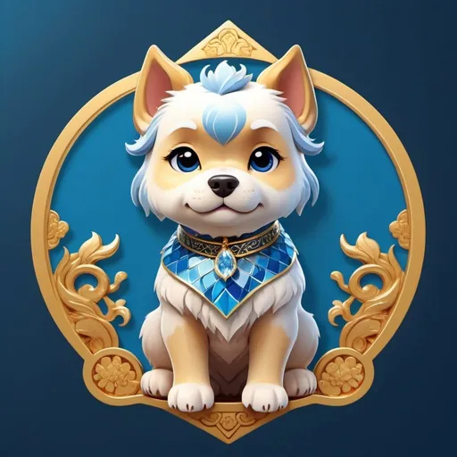 Prompt: cute Chinese dog with equa blue body, diamond hair and golden scales, equa blue background, exquisite details, symmetrical composition, movie poster, matte texture, diffuse light, C4D, OC renderer, 1:1 aspect ratio, highres, detailed, symmetrical, movie poster, matte texture, symmetrical composition, diffuse lighting, equal blue tone, gold scales, diamond hair, cute design, professional, C4D, OC renderer