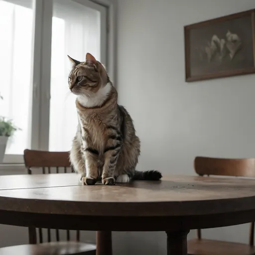 Prompt: A cat is sitting on the table