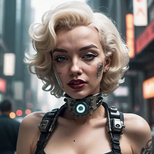 Prompt: Create a Marilyn Monroe cyberpunk female
