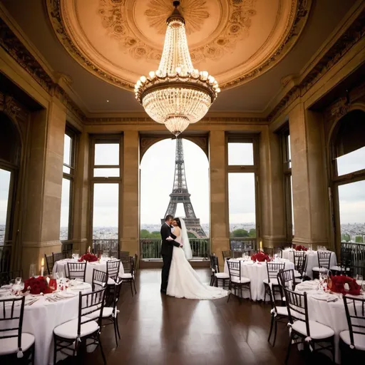 Prompt: Holiday Weddings at the Eiffel Tower