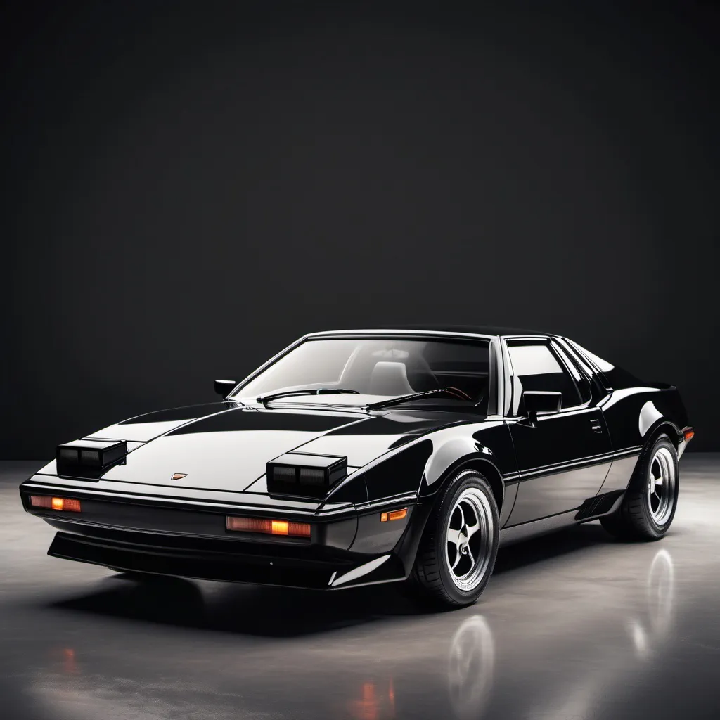 Prompt: 80s style sports car black side image