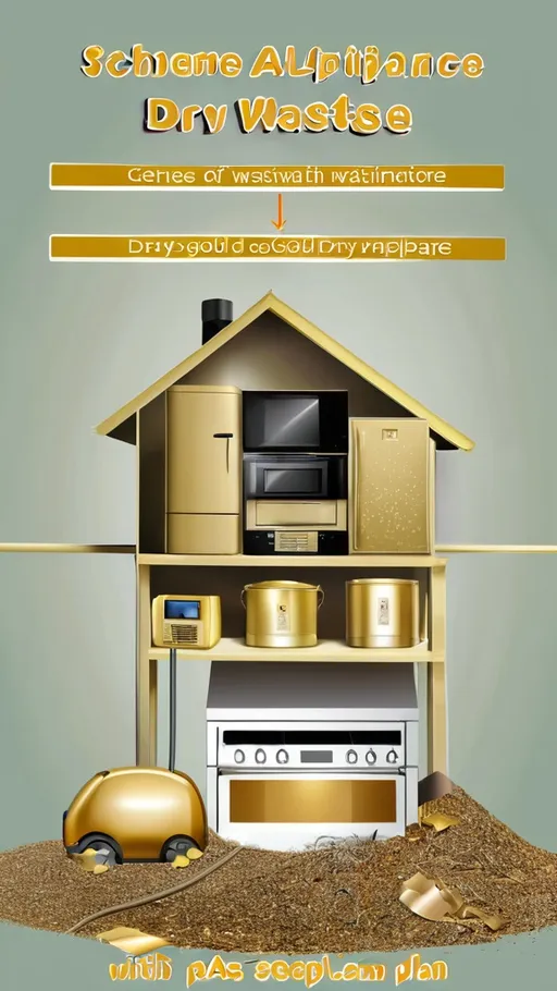 Prompt: Scheme of exchange of dry waste (dirty gold) with household appliances
In this plan