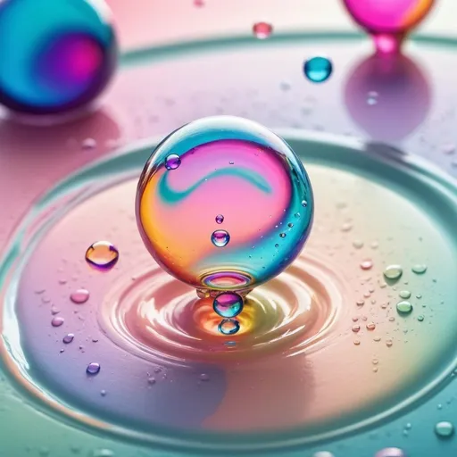 Prompt: Swirling pastel image of bubbles and droplets, vibrant and pastel colors, high quality, abstract, dynamic, bubble art, splashes of color, flowing shapes, dynamic and vibrant, vibrant bubbles, vibrant droplets, modern, artistic, colorful, vibrant Lighting, abstract art, pastel Colors