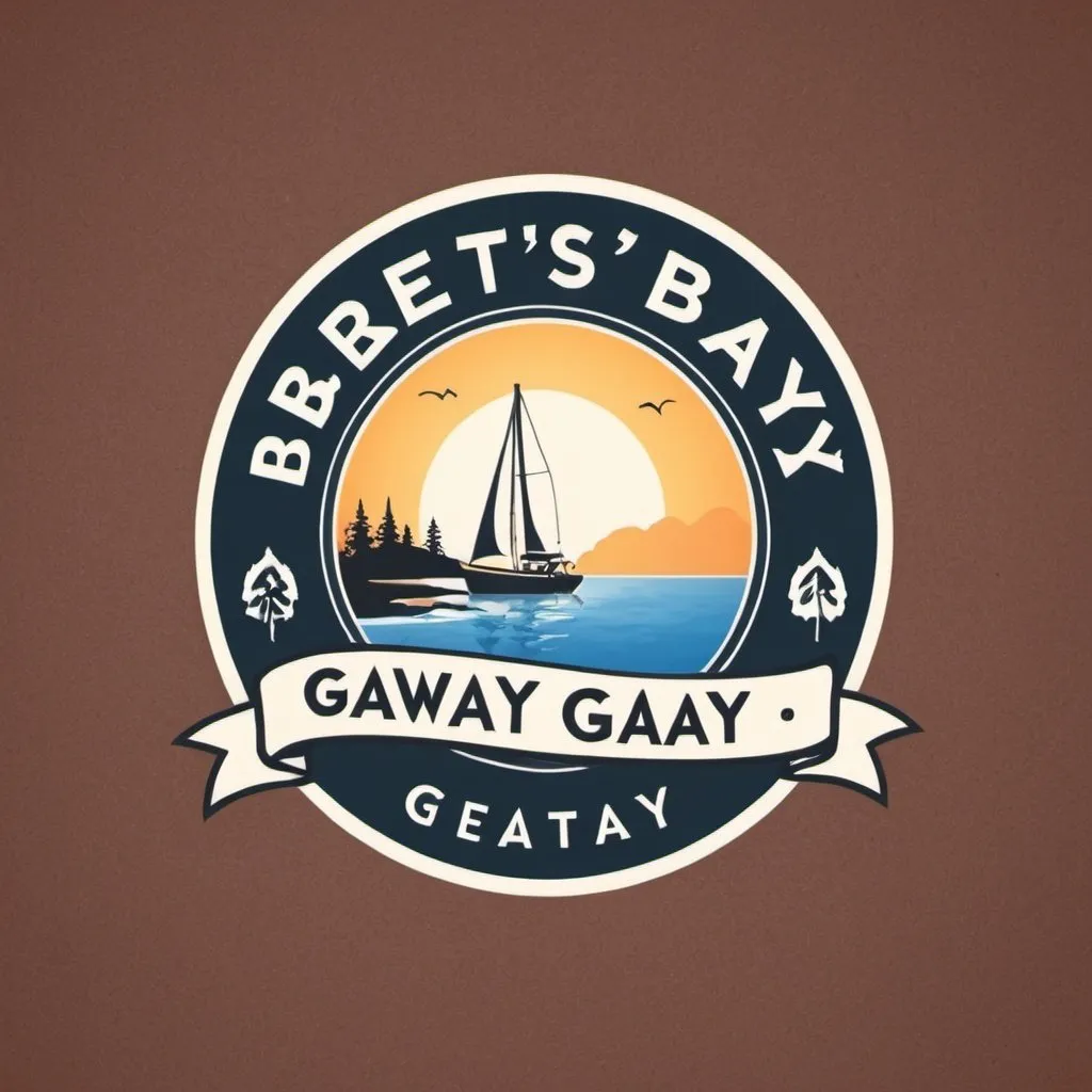 Prompt: logo for a short term rental called brett's bay getaway