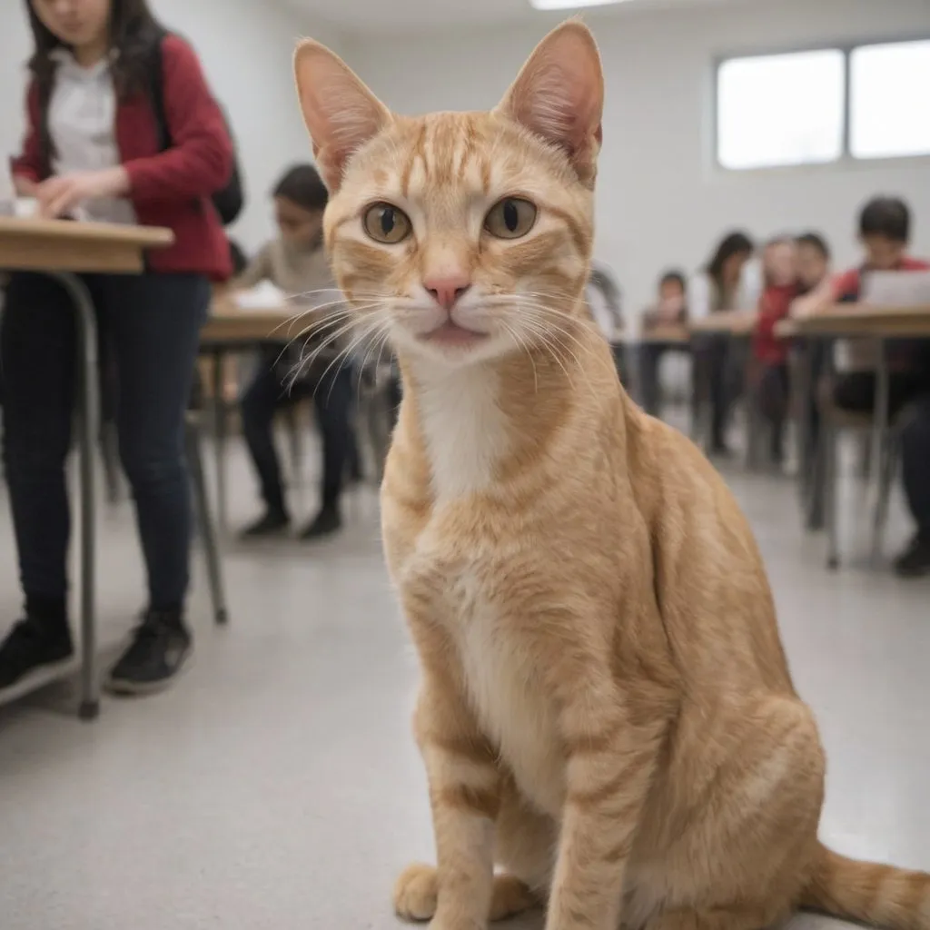 Prompt: Skinny cat at school and they laugh at him