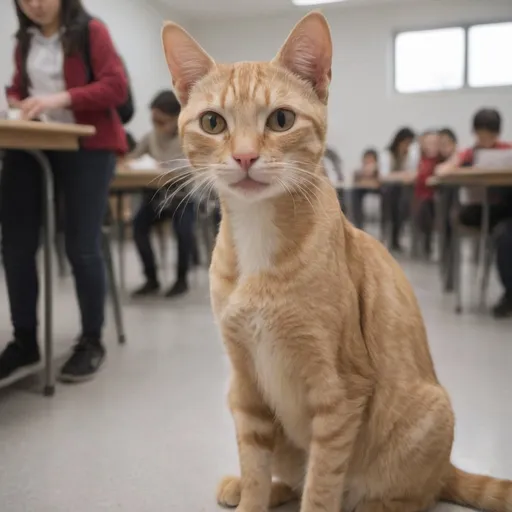 Prompt: Skinny cat at school and they laugh at him