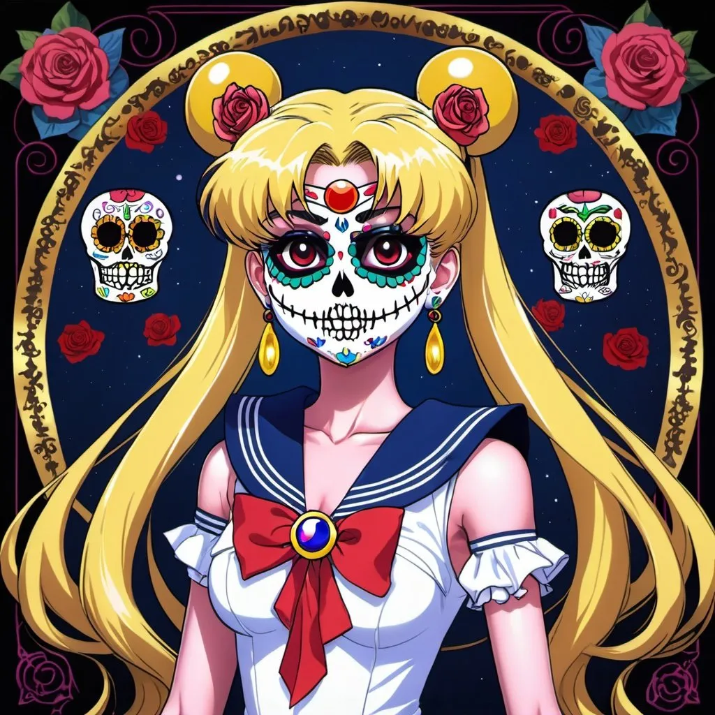 Prompt: Anime Sailor Moon Day of the dead