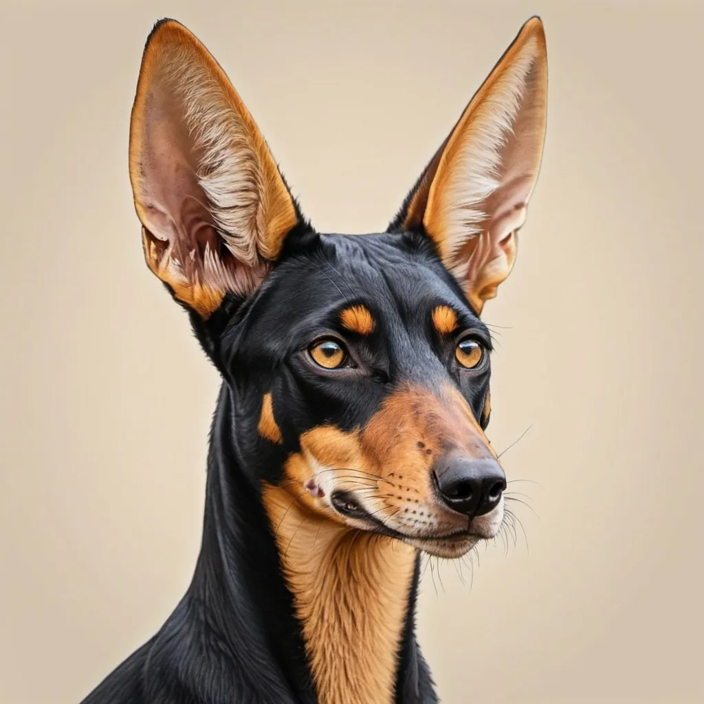 Prompt: Doberman mixed fennec fox drawing
