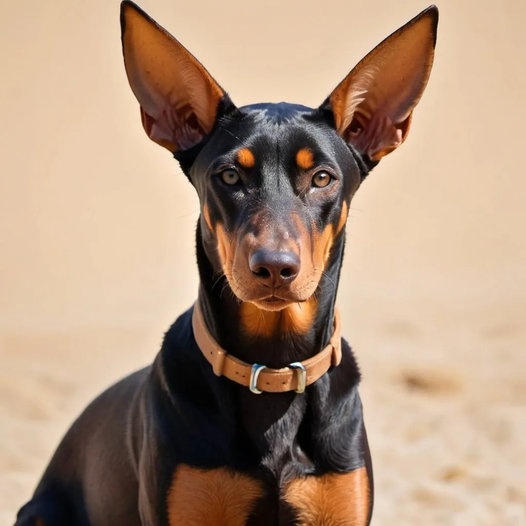 Prompt: Doberman mixed with fennec fox
