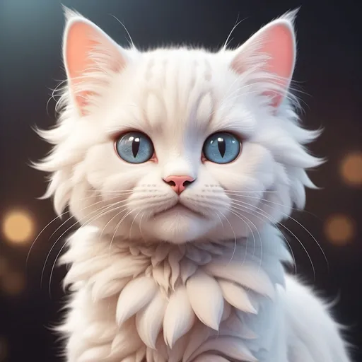 Prompt: create digital cat lovely and cute. half body