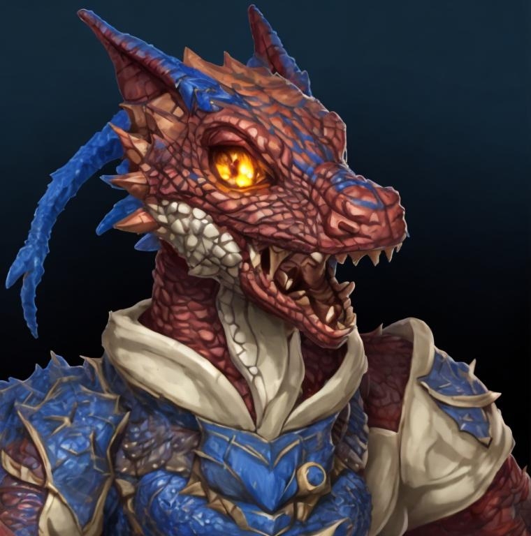 Prompt:  Turn into a Kobold with blue instead of red Scales 