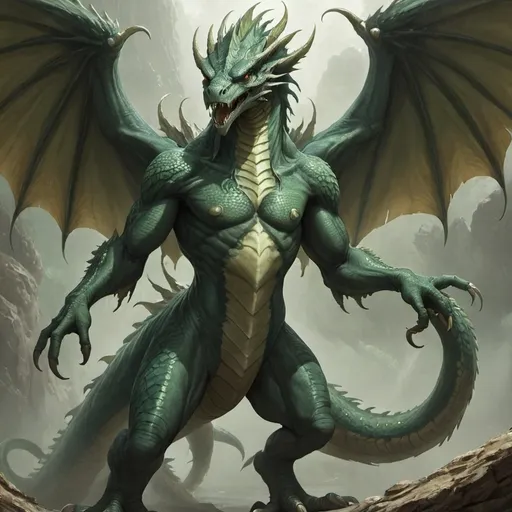 Prompt:  Phorth’zaroth A legendary creature that can make the land crack he has the body of a basilisk but the head of a hydra and wings of a phoenix 