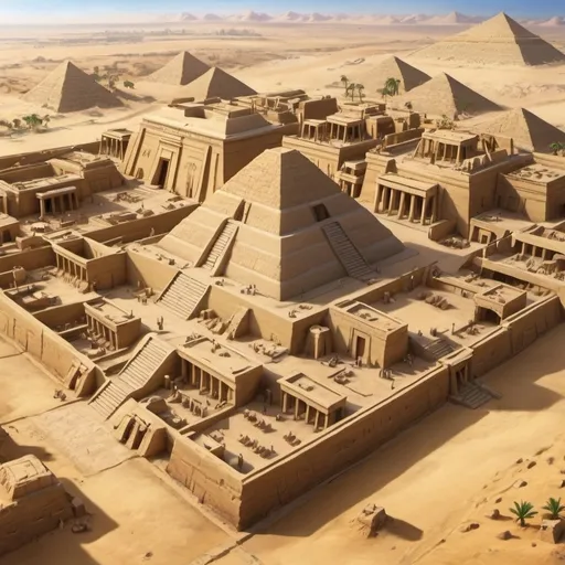 Prompt: create a ancient egypt mesapothemian civilization city.