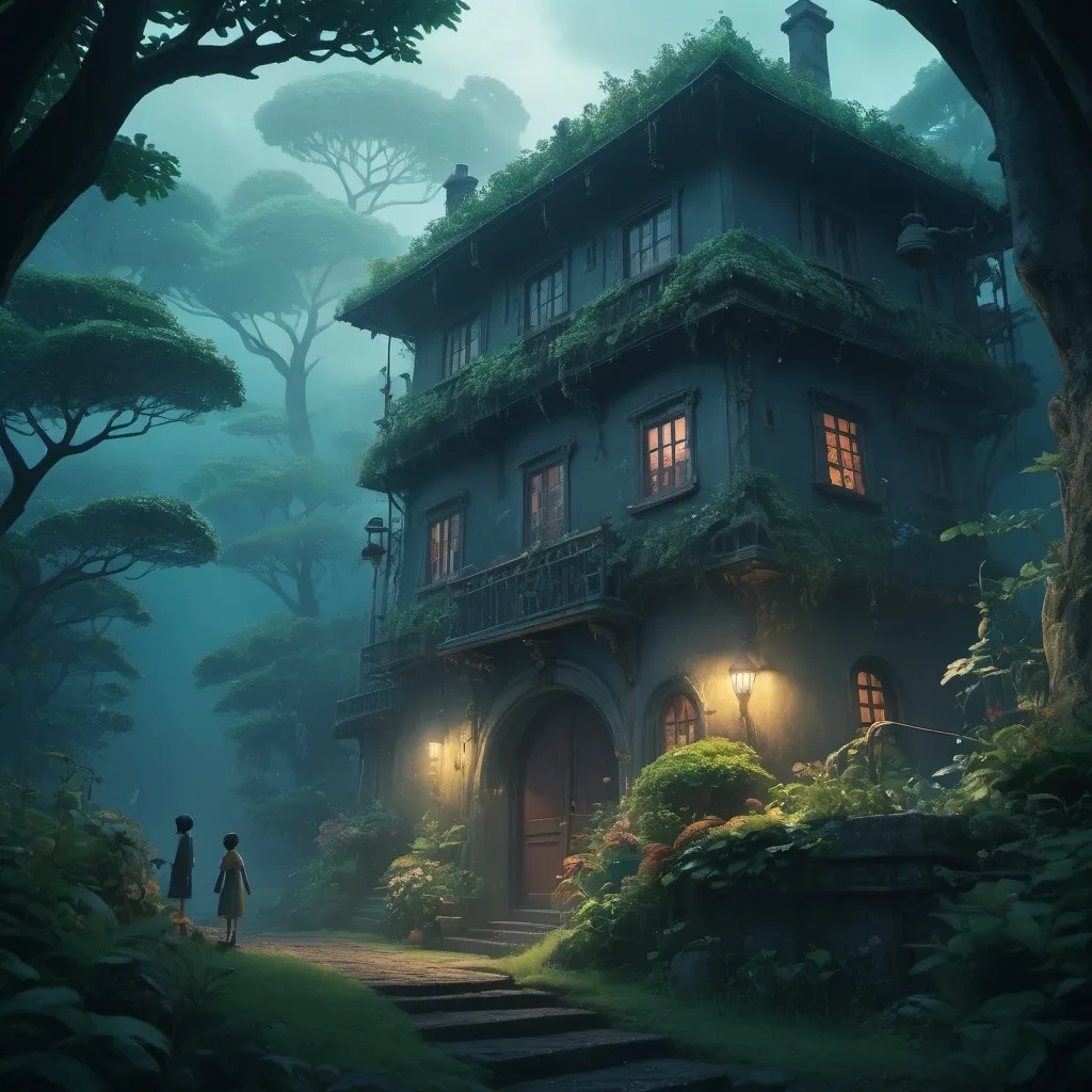 Prompt: (Ghibli character), a whimsical yet mysterious design, dark-themed ambiance, shadowy elements, rich textures, cool color tones, dramatic mood, surrounded by ethereal shadows, intricate background details, evoking a sense of wonder and curiosity, enchanting yet eerie atmosphere, (ultra-detailed), (4K), captivating composition.