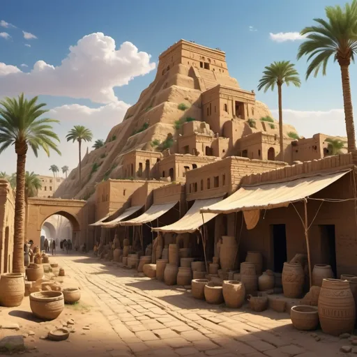 Prompt: create a ancient egypt mesapothemian civilization city.