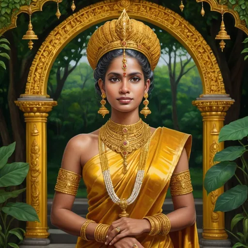 Prompt: create a srilankan queen of Anula queen in anuradhapura era.
