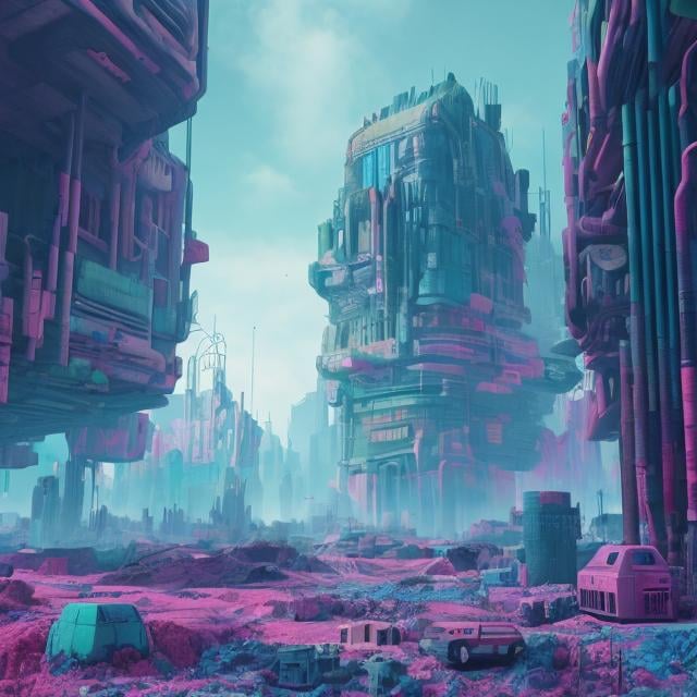 Prompt: A colourful dystopian world


