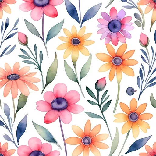 Prompt: watercolor Flowers 
pattern