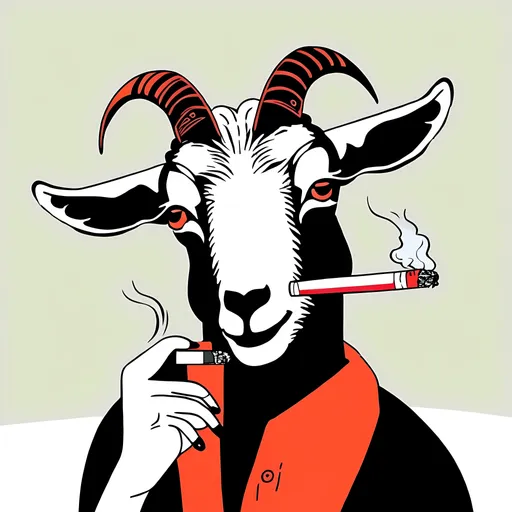 Prompt: A goat smoking a cigarette 