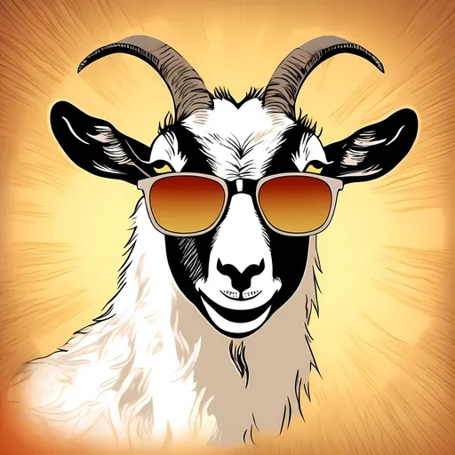 Prompt: A goat with sun glasses