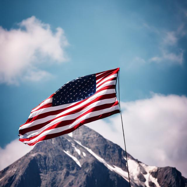 Prompt: American Flag, mountain, eagle